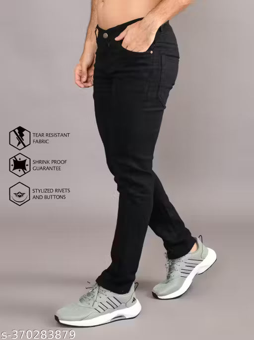 Stylish Men's Black Denim Jeans