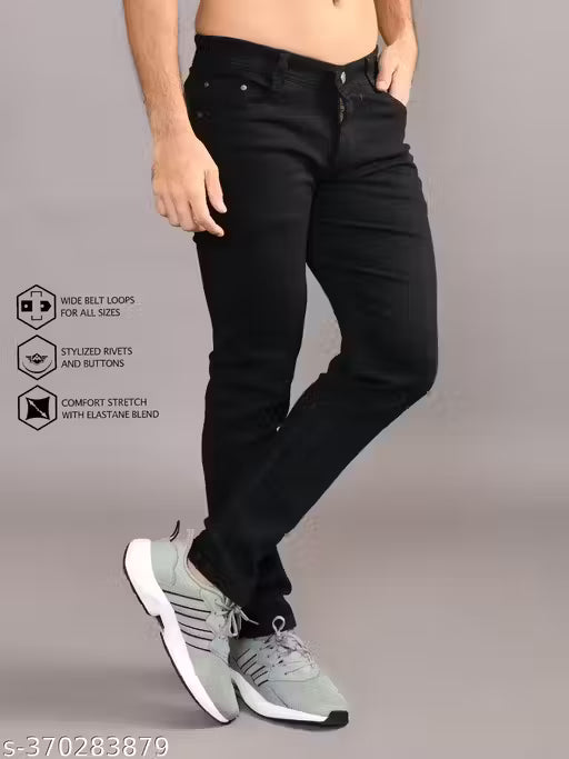Stylish Men's Black Denim Jeans