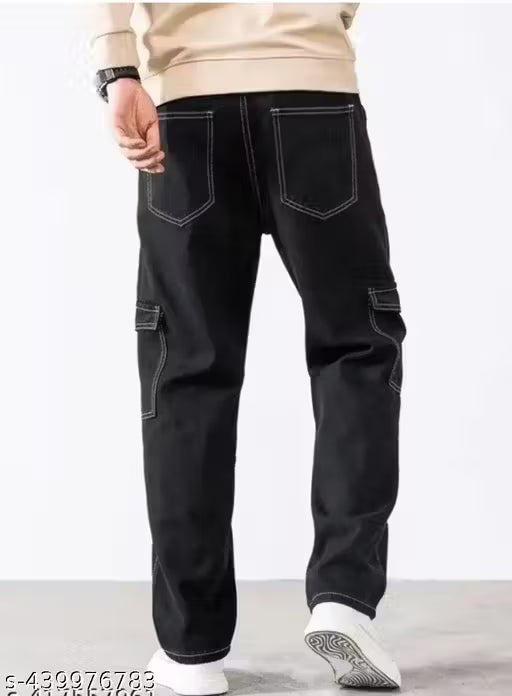 Men's Black Cargo Denim Jean